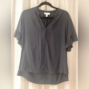 Silk blouse with chic ruffle sleeve